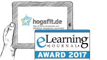 Logos: hogafit.de - Das Online-Lernportal von DEHOGA Akademie und AHGZ - eLearning Journal AWARD 2017