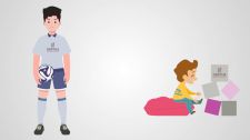 Standbild aus Erklärvideo: Sponsoring-Logos auf Sportler-Trikot und Kita-Spiel
