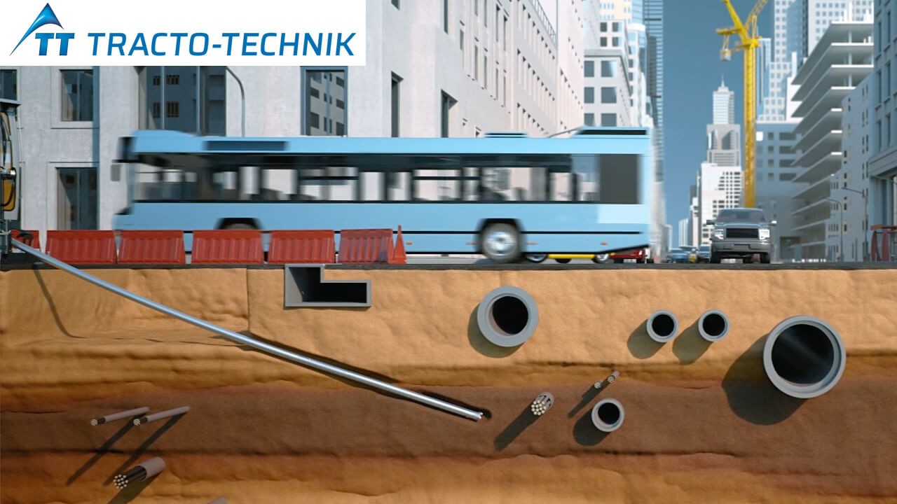 Standbild aus Imagefilm: Animation "Grabenlose Bohrtechnik"